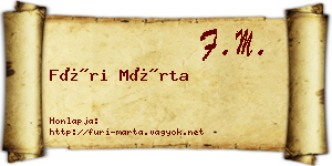 Füri Márta névjegykártya